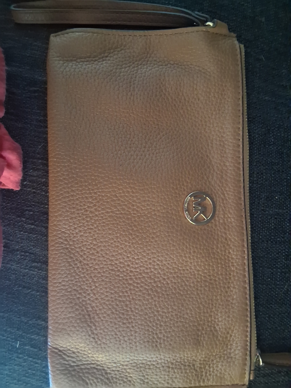Michael Kors Tan Pebbled Leather Wristlet Clutch